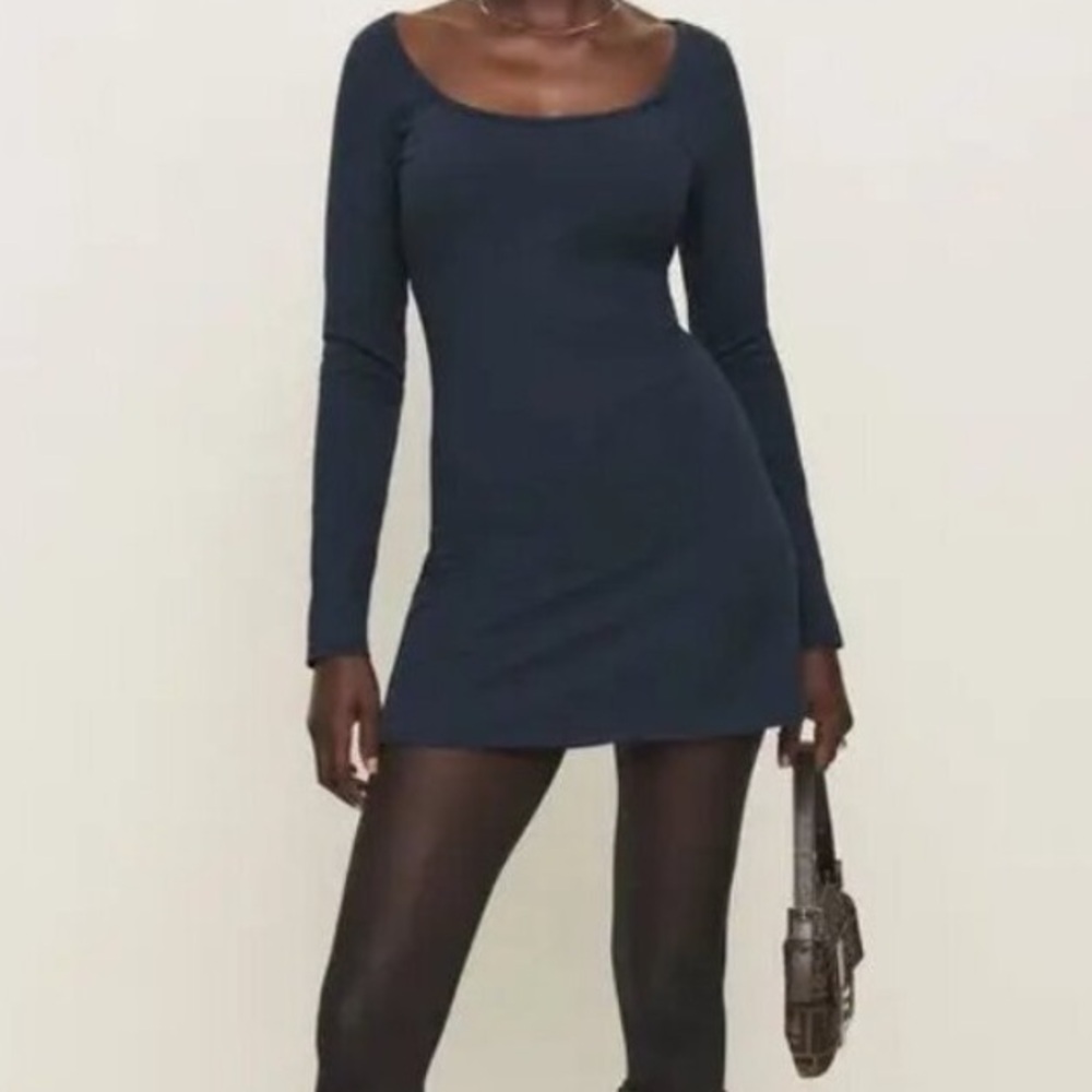Reformation Midnight Blue Long Sleeve Dress
